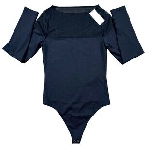 Abercrombie & Fitch NWT Long Sleeve Mesh Crewneck Bodysuit SZ S Black
